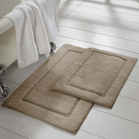 Modern Threads 2-Pack Solid Loop with non-slip backing Bath Mat Set Taupe 5CN2KBTE-TPE-ST